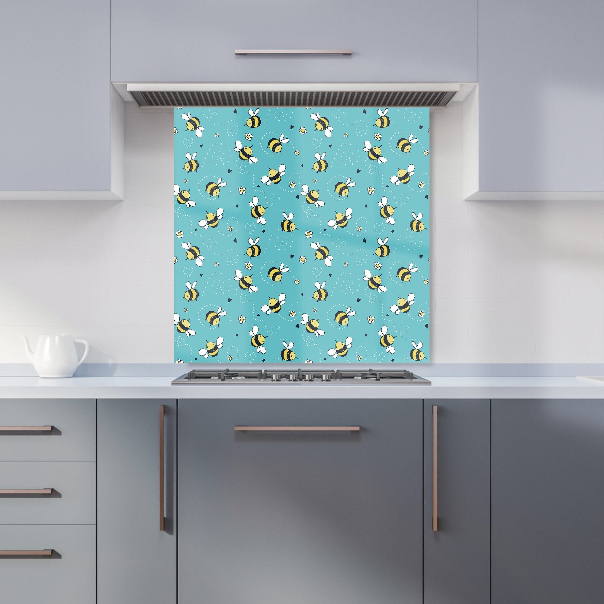 Hand Drawn Busy Bees Kitchen Splashback