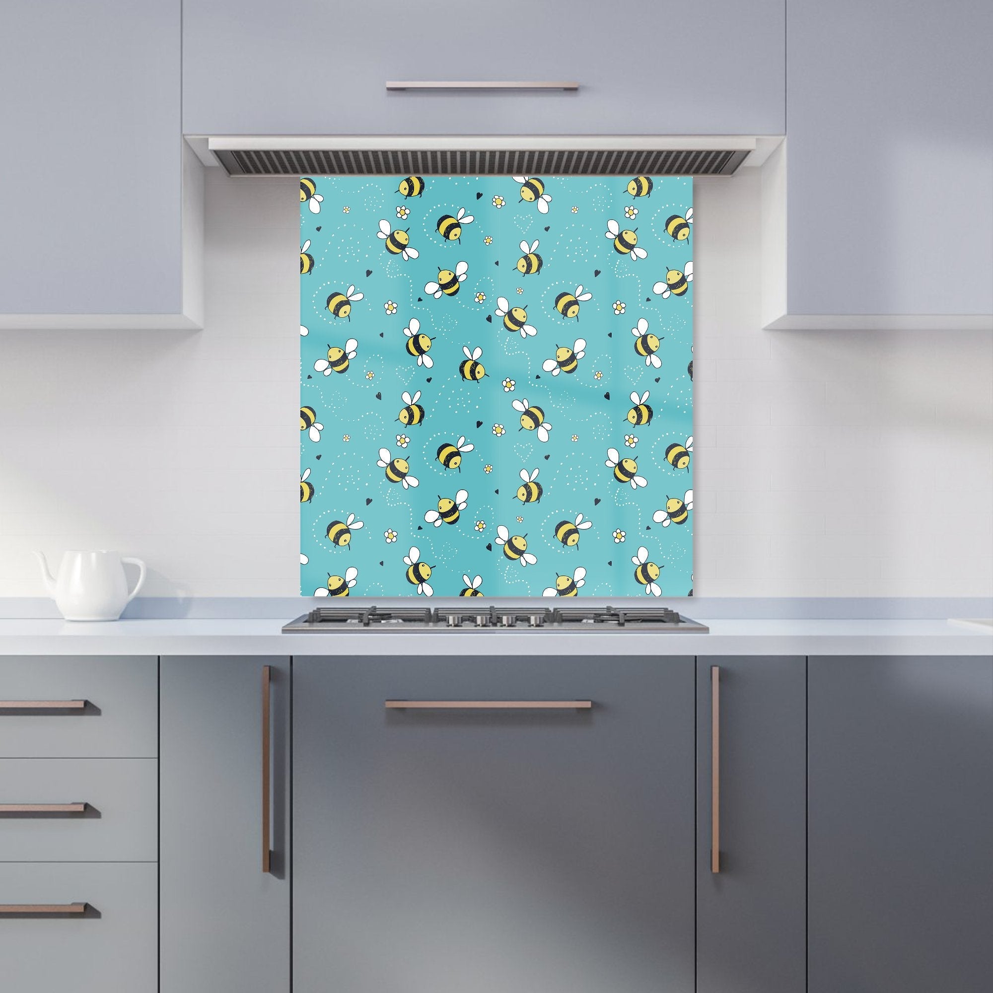 Hand Drawn Busy Bees Kitchen Splashback