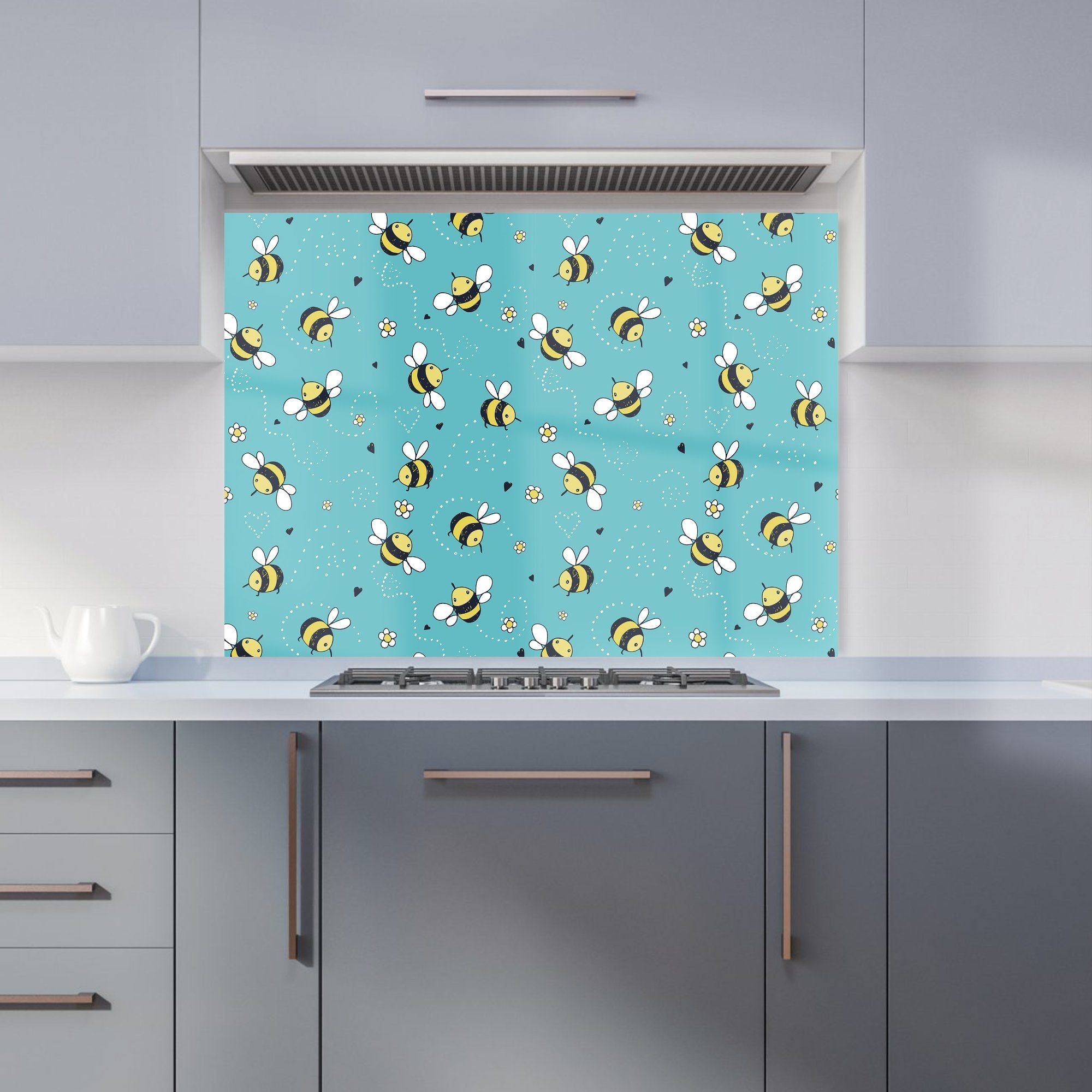 Hand Drawn Busy Bees Kitchen Splashback