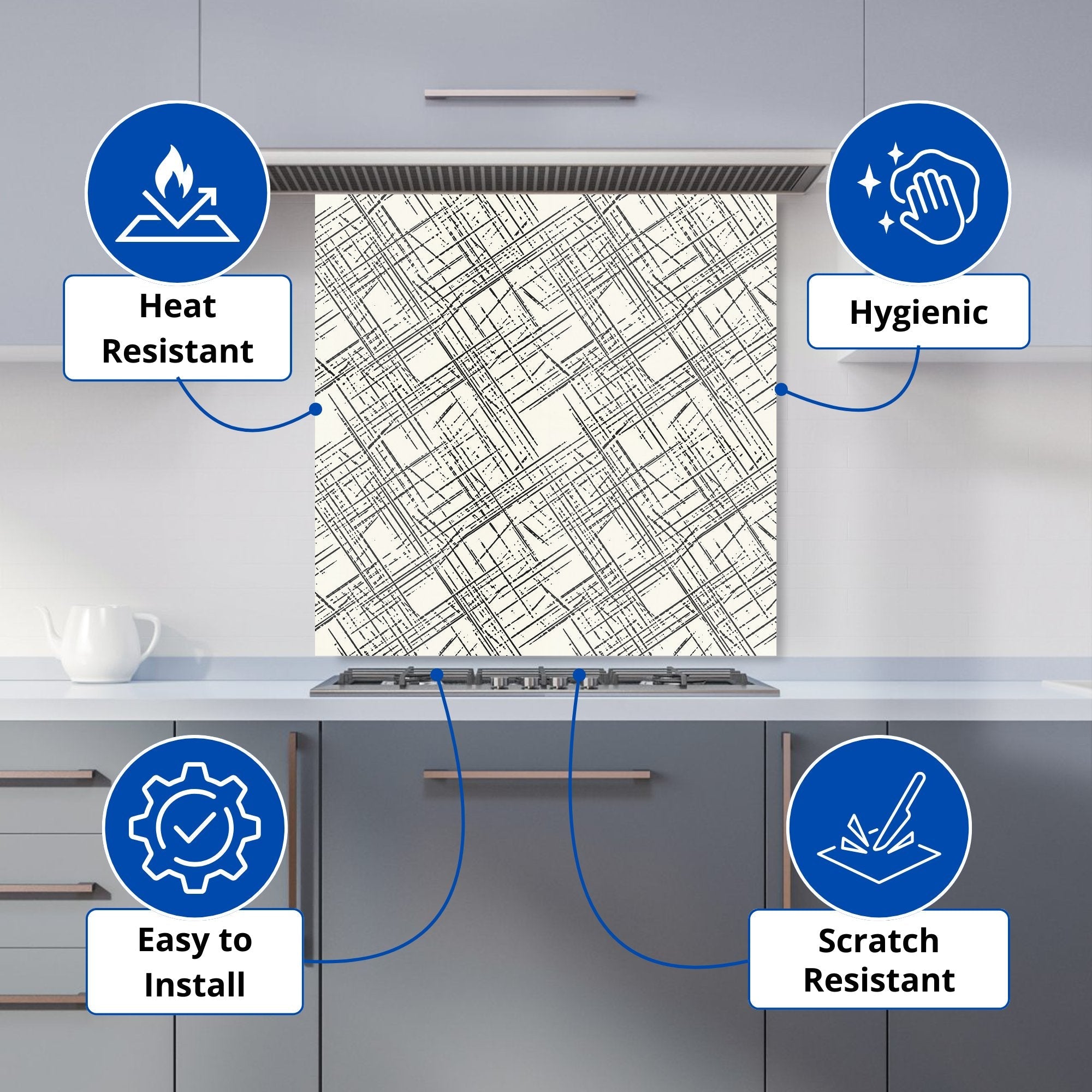 Monochrome Distressted Pattern Kitchen Splashback