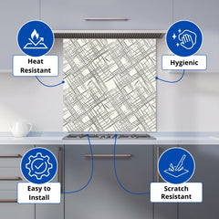 Monochrome Distressted Pattern Kitchen Splashback