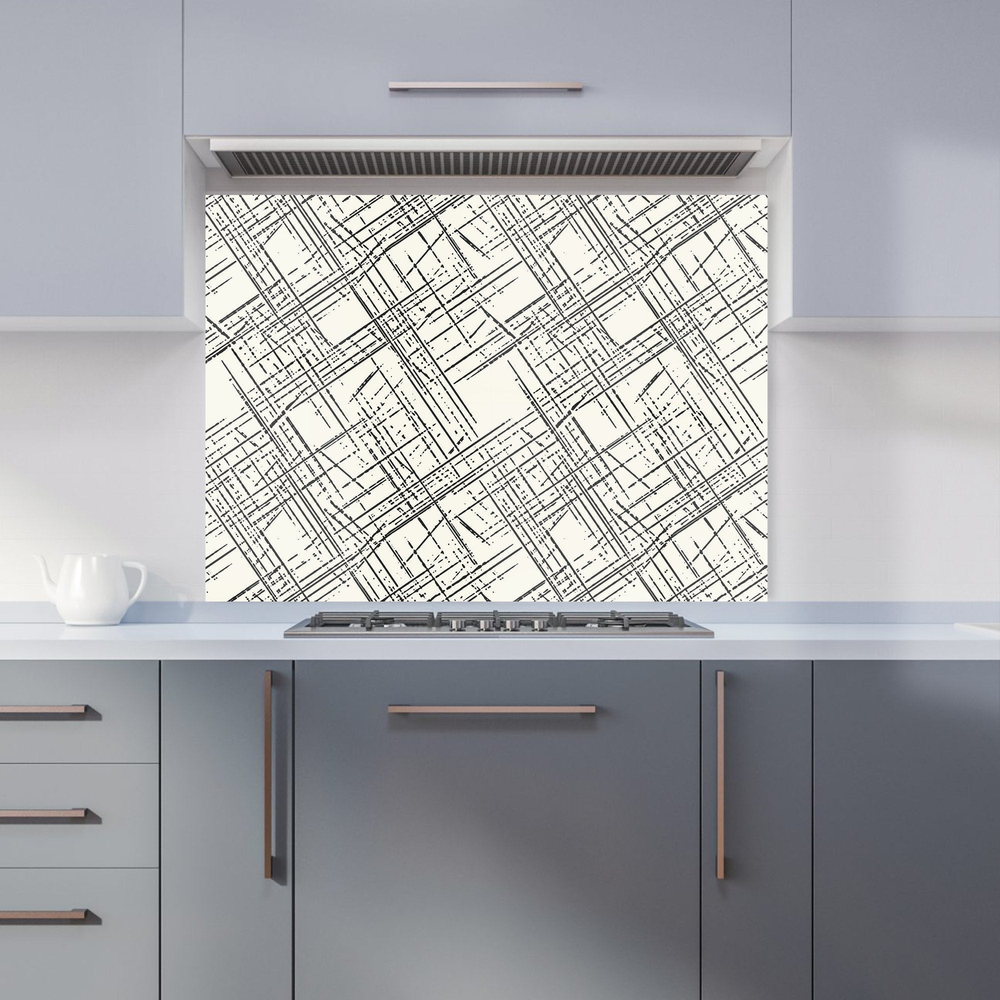 Monochrome Distressted Pattern Kitchen Splashback