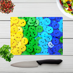 Colourful Buttons Glass Chopping Board