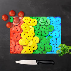 Colourful Buttons Pattern Glass Chopping Board