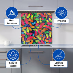 Rainbow Butterflies Kitchen Splashback