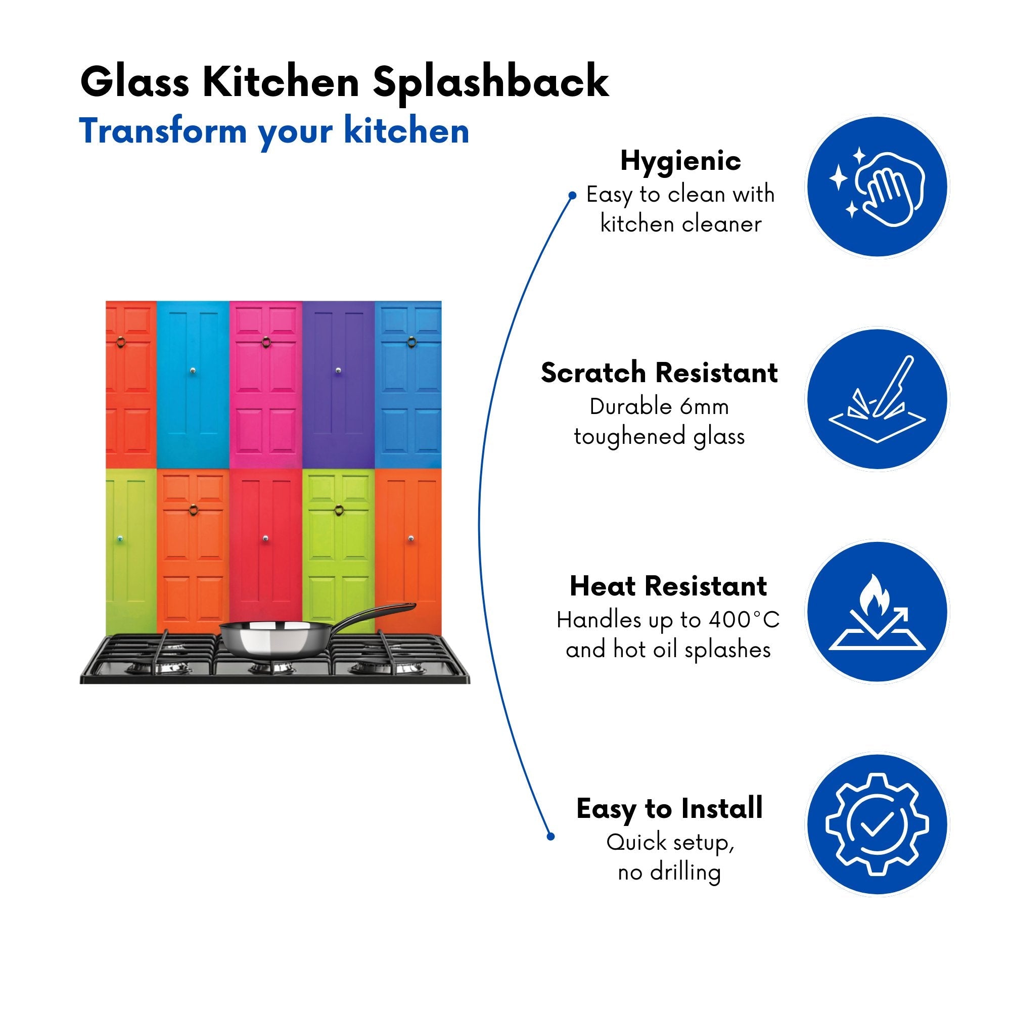 Colourful English Doors Kitchen Splashback