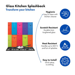 Colourful English Doors Kitchen Splashback