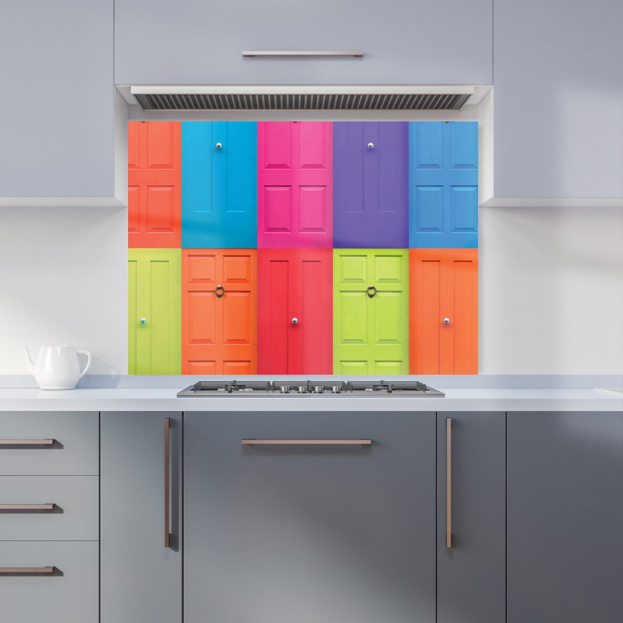 Colourful English Doors Kitchen Splashback