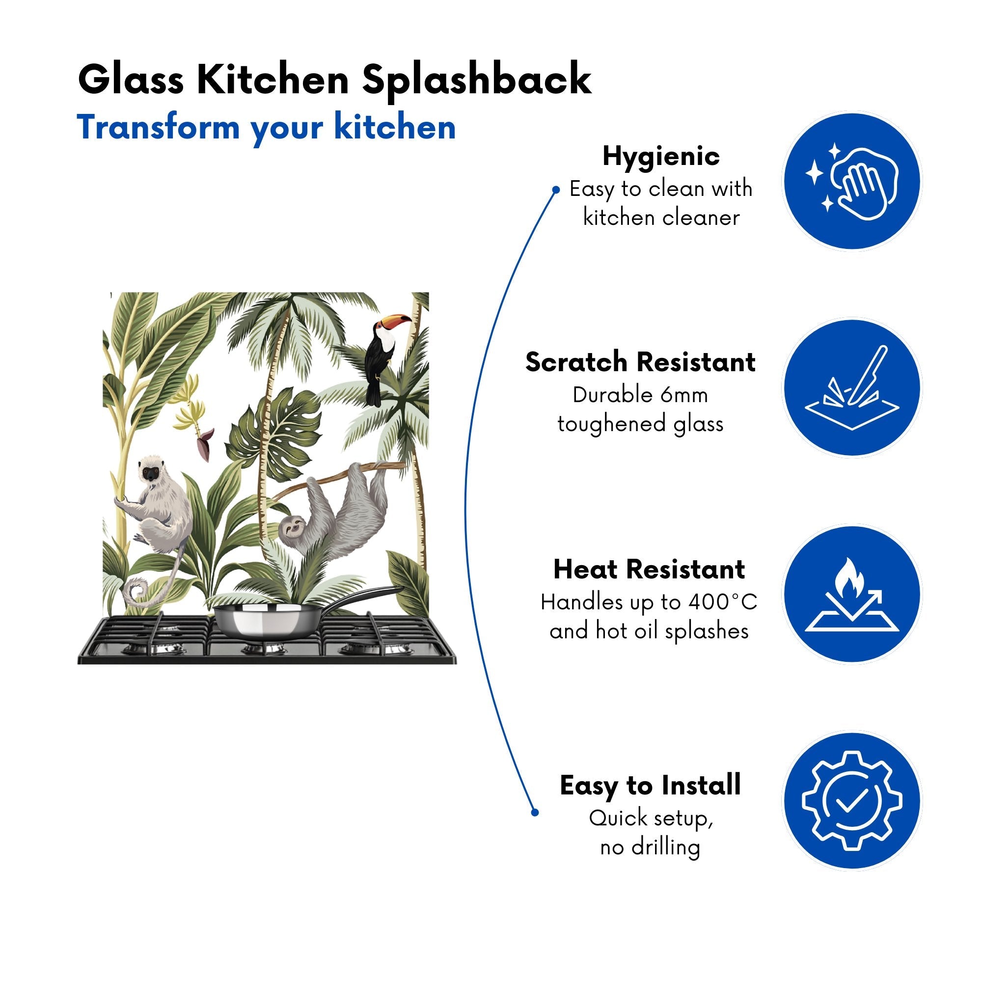 Tropical Sloths Kitchen Splashback
