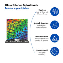 Multicoloured Butterflies Kitchen Splashback