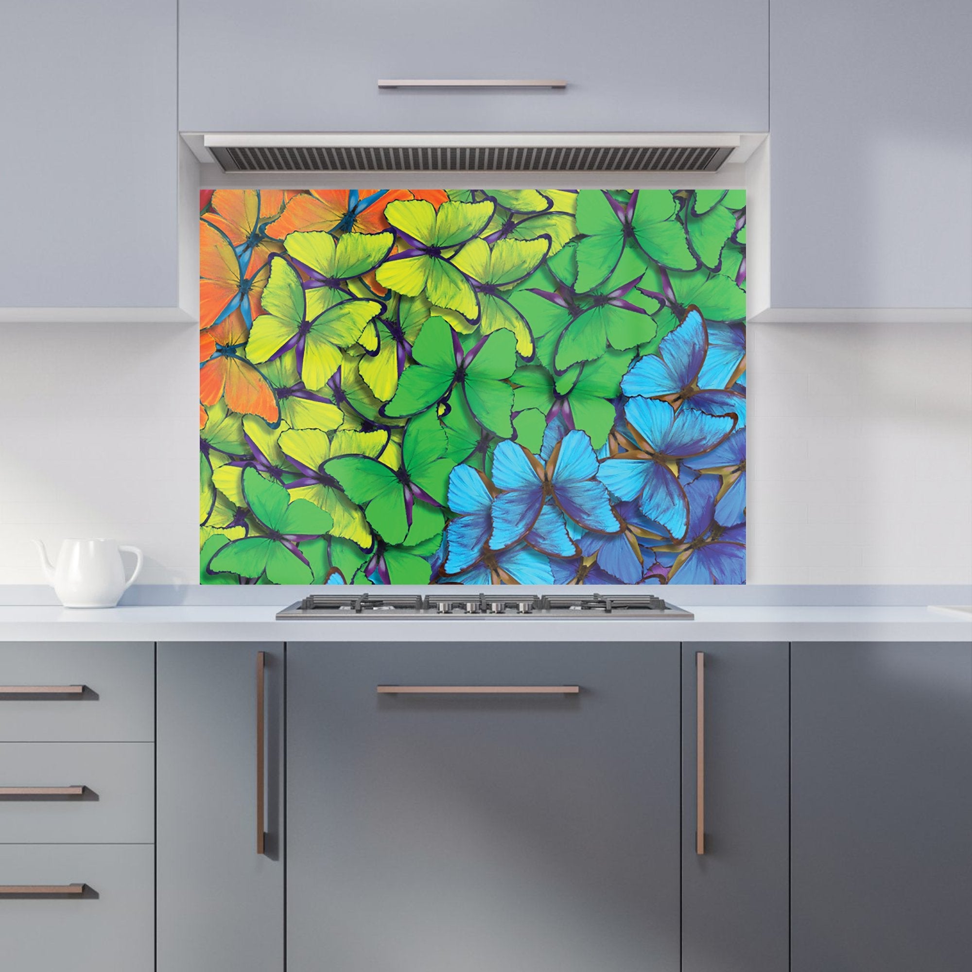 Multicoloured Butterflies Kitchen Splashback