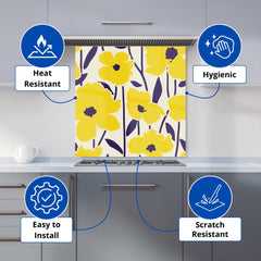 Vintage Tropical Flowers Kitchen Splashback
