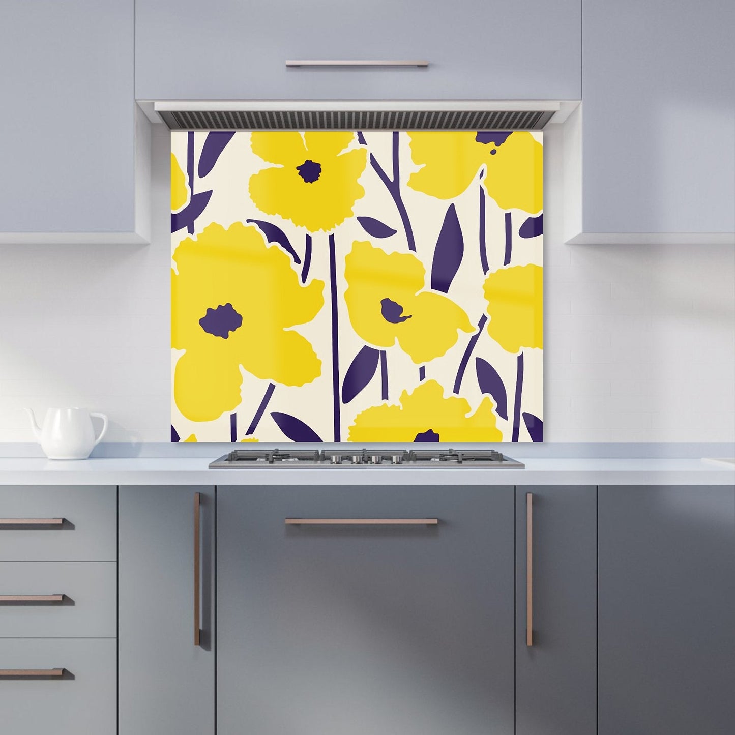 Vintage Tropical Flowers Kitchen Splashback