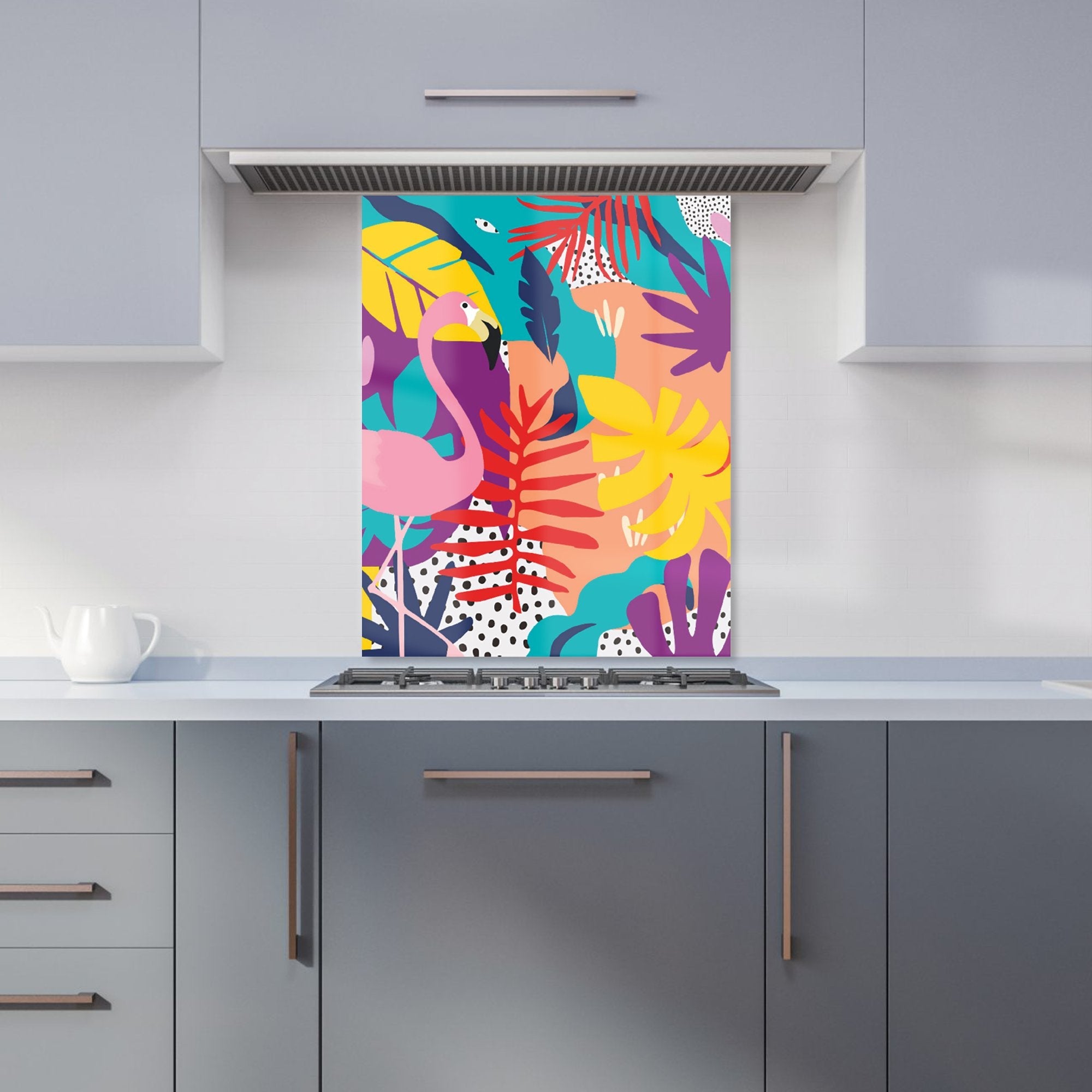 Tropical Flamingoes Kitchen Splashback