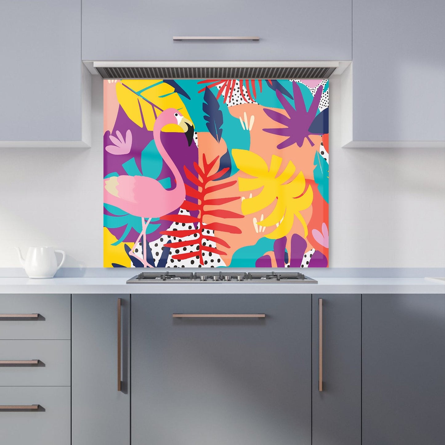 Tropical Flamingoes Kitchen Splashback