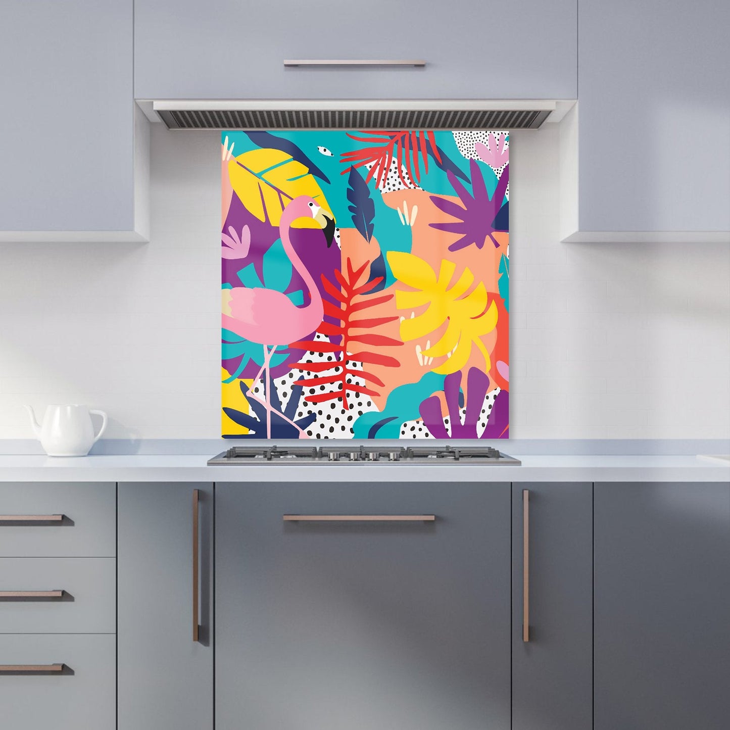 Tropical Flamingoes Kitchen Splashback