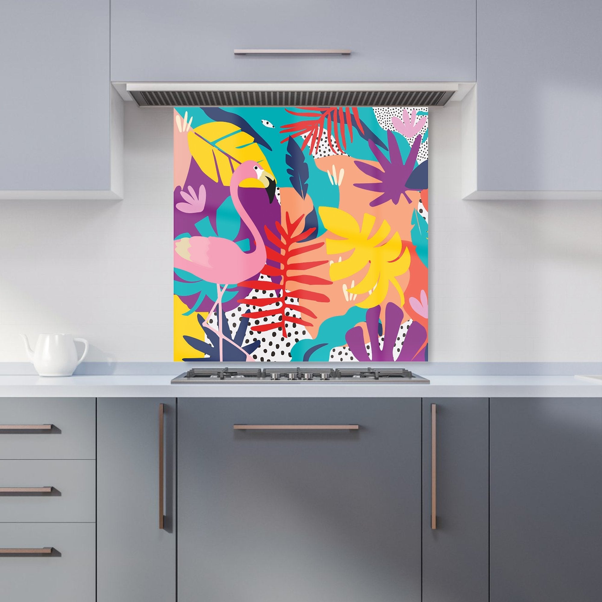 Tropical Flamingoes Kitchen Splashback