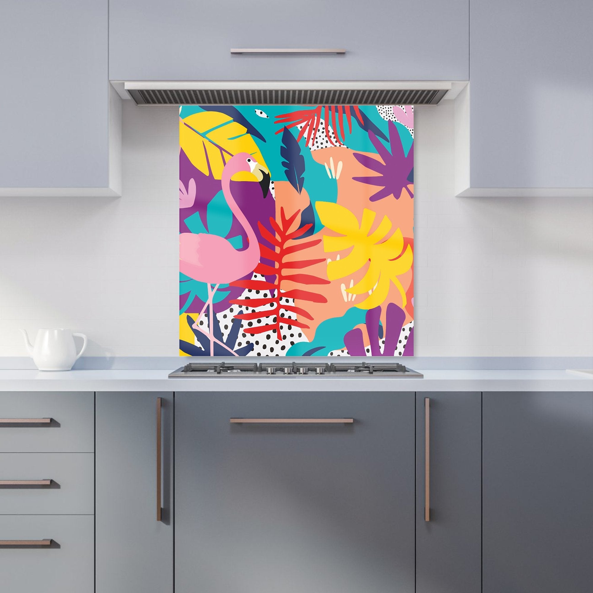 Tropical Flamingoes Kitchen Splashback