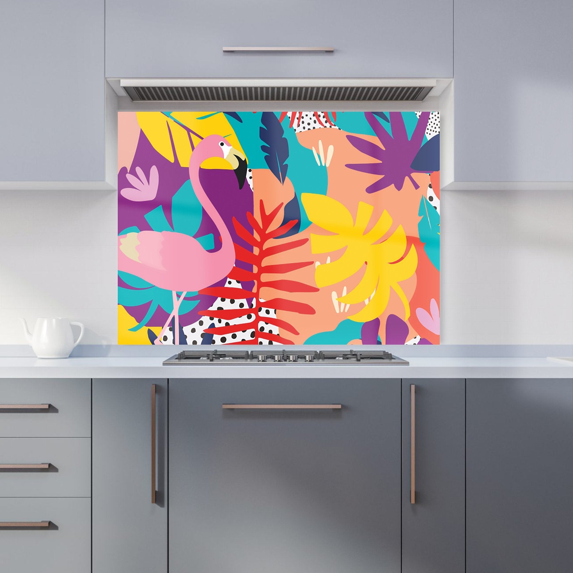 Tropical Flamingoes Kitchen Splashback