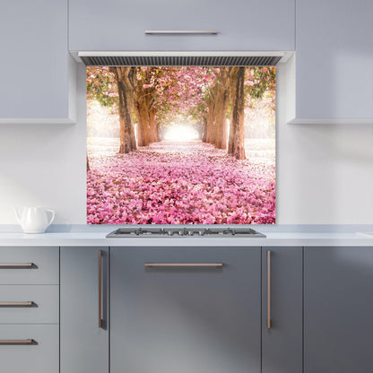 Pink Flower Tree Tunnel Kitchen Splashback