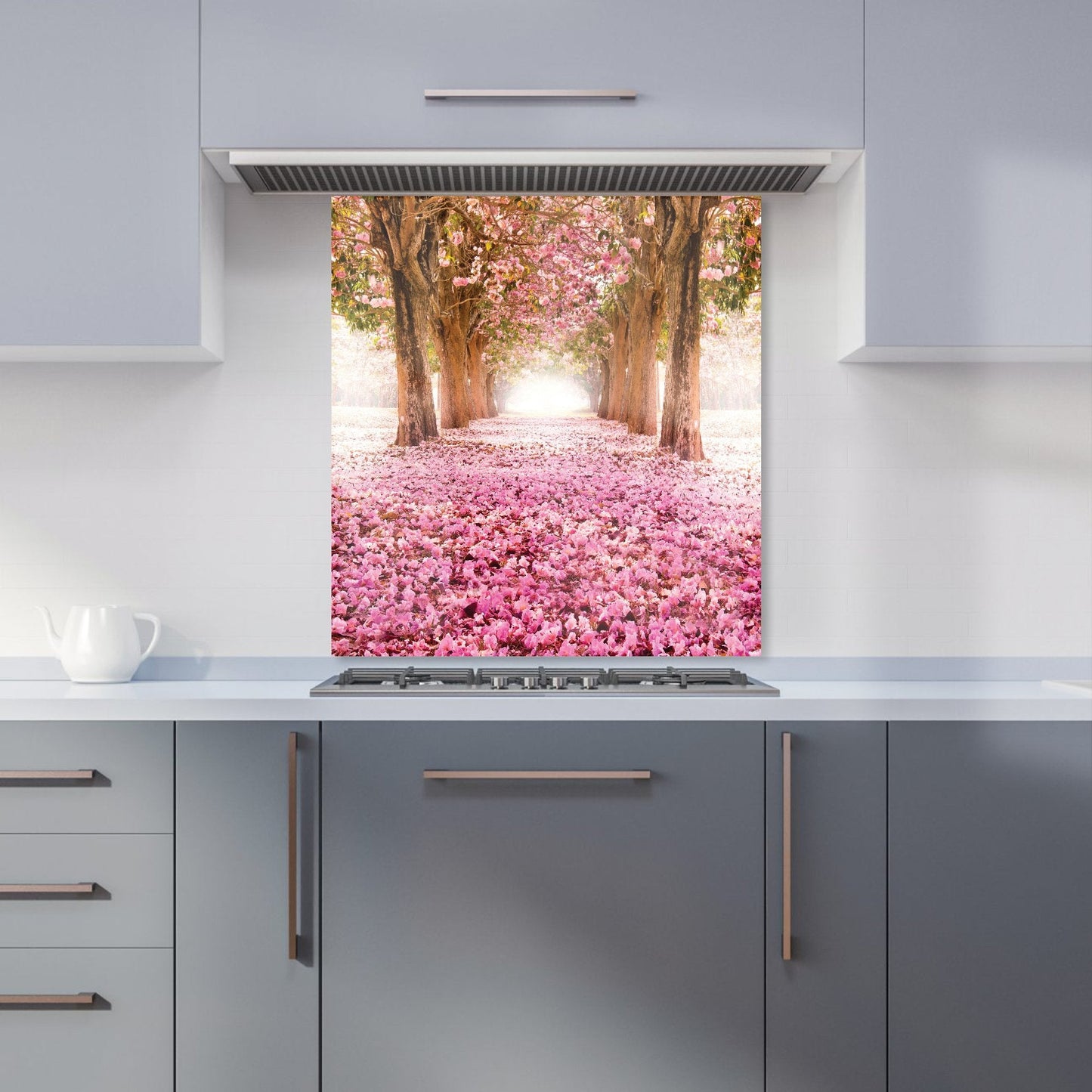 Pink Flower Tree Tunnel Kitchen Splashback