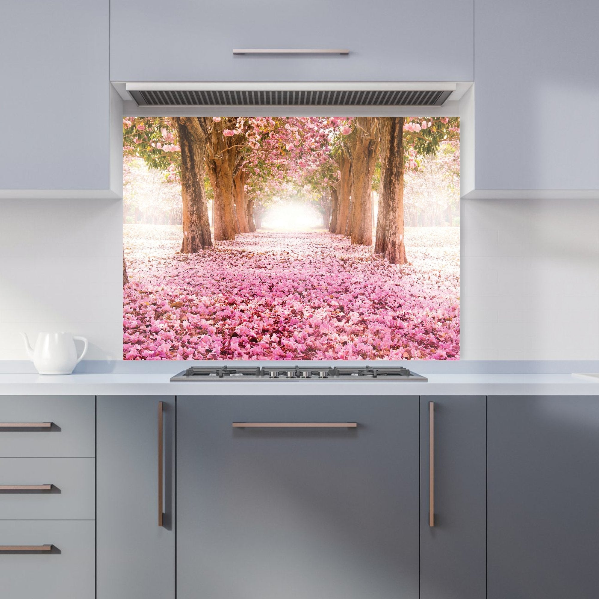 Pink Flower Tree Tunnel Kitchen Splashback