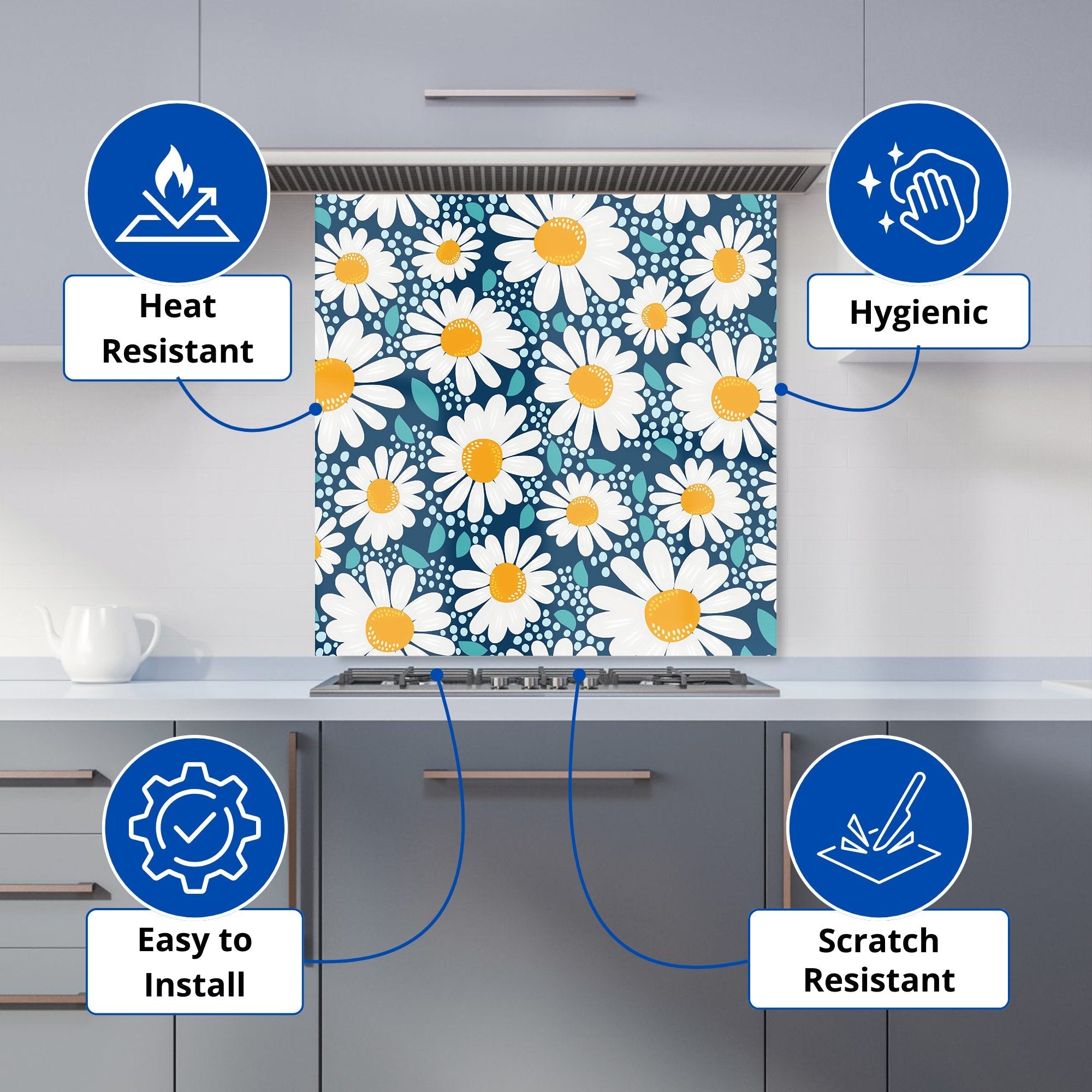 Camomile Flowers Kitchen Splashback