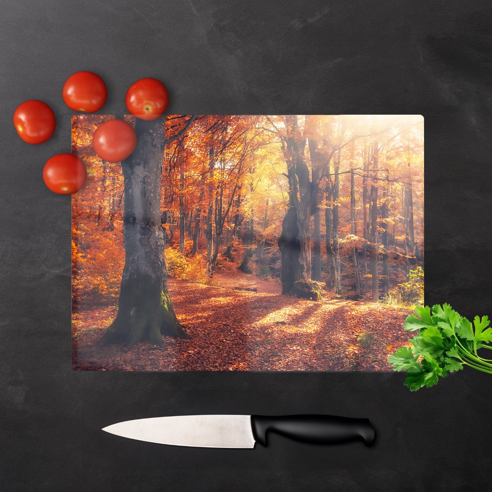 Autumn Forest Glass Chopping Board