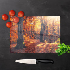 Autumn Forest Glass Chopping Board