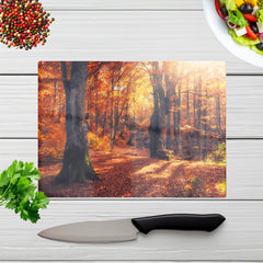 Autumn Forest Glass Chopping Board