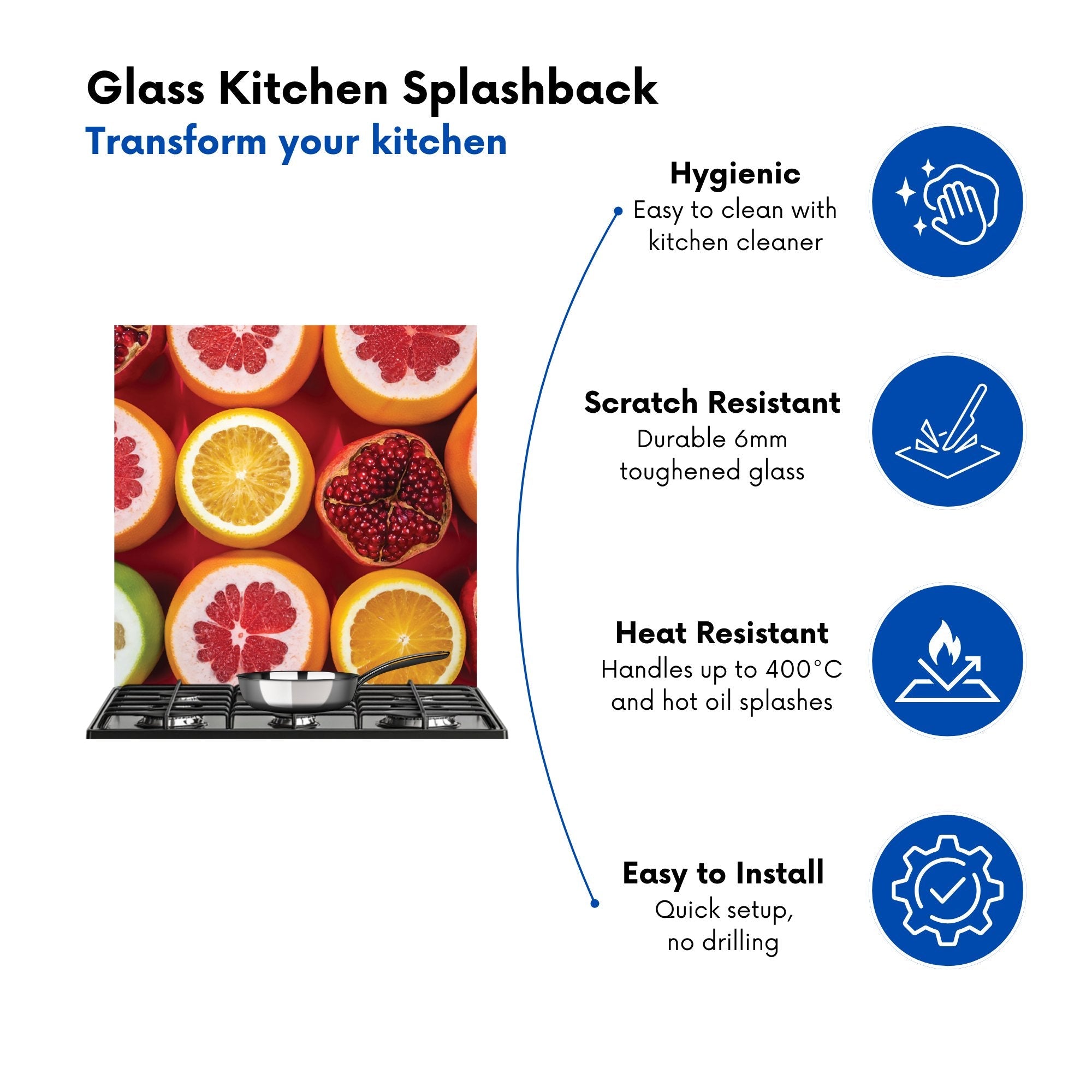 Citrus And Pomegranate Kitchen Splashback