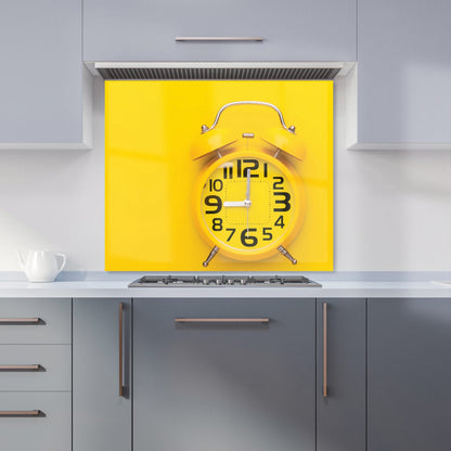 Yellow Alarm Clock Kitchen Splashback