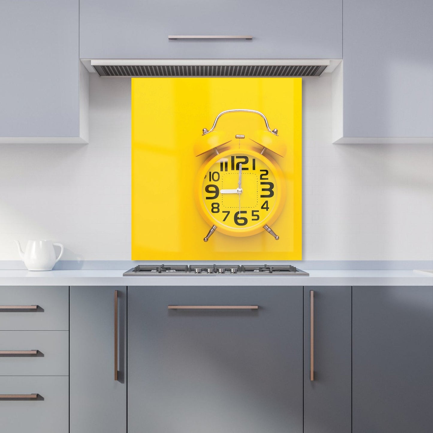 Yellow Alarm Clock Kitchen Splashback