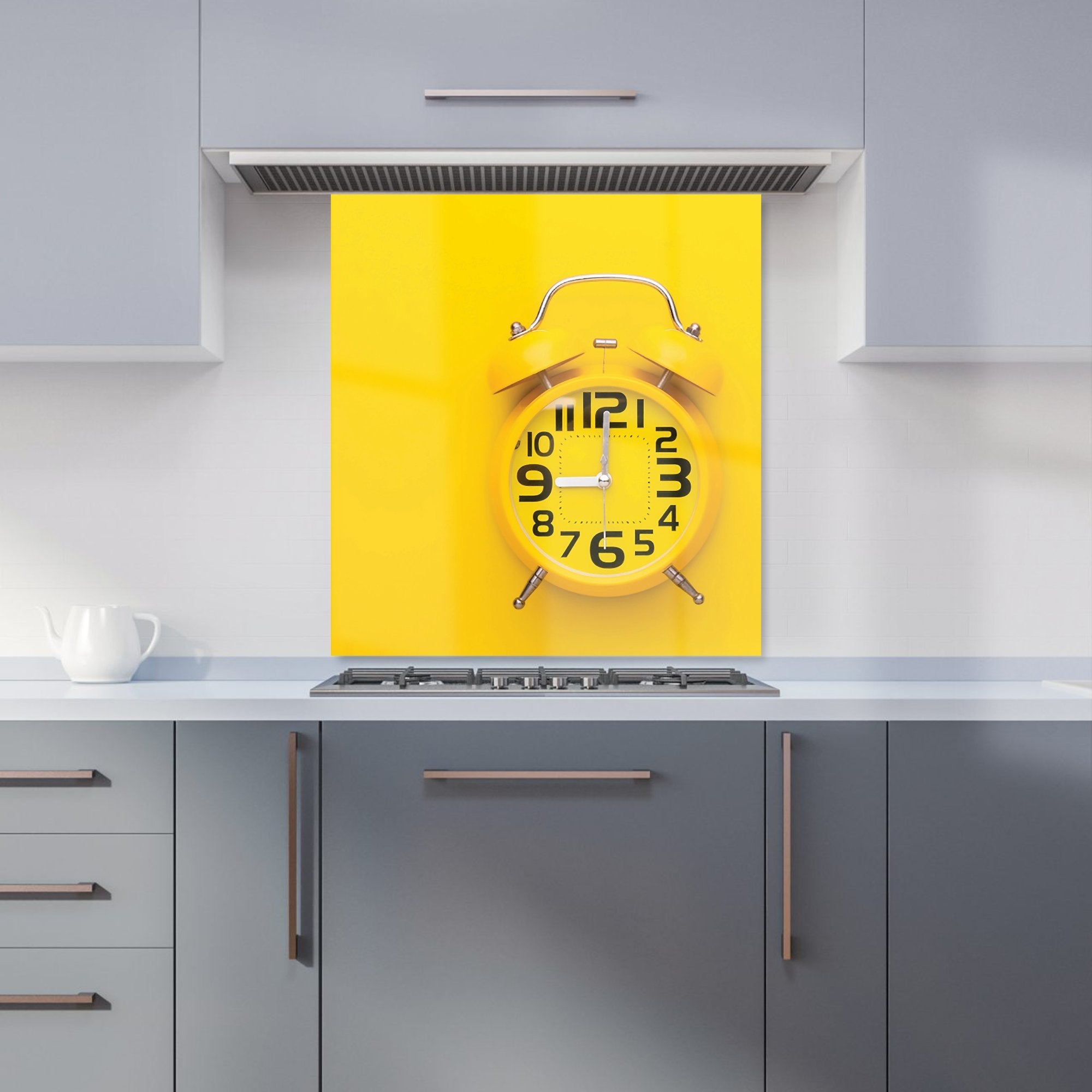 Yellow Alarm Clock Kitchen Splashback