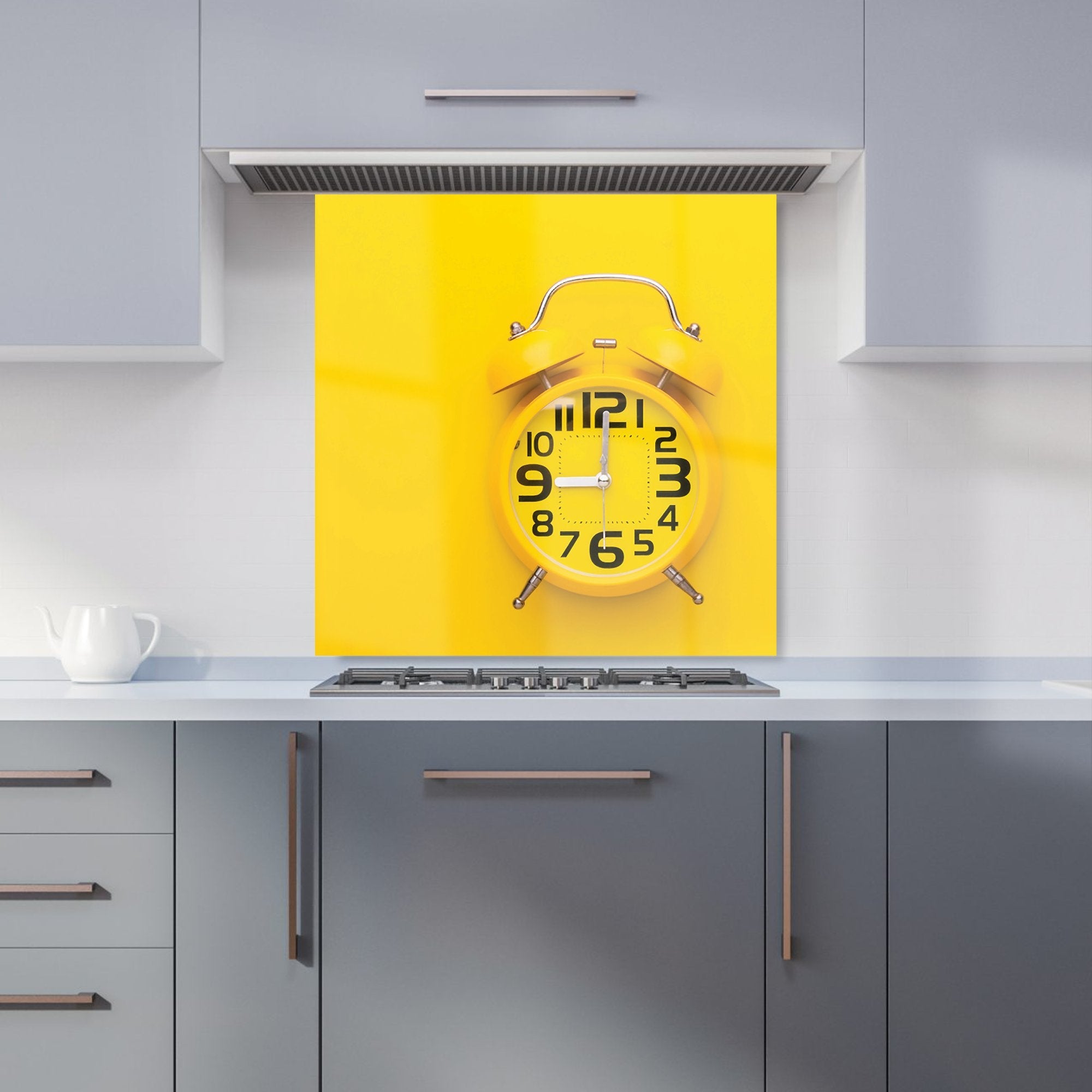 Yellow Alarm Clock Kitchen Splashback
