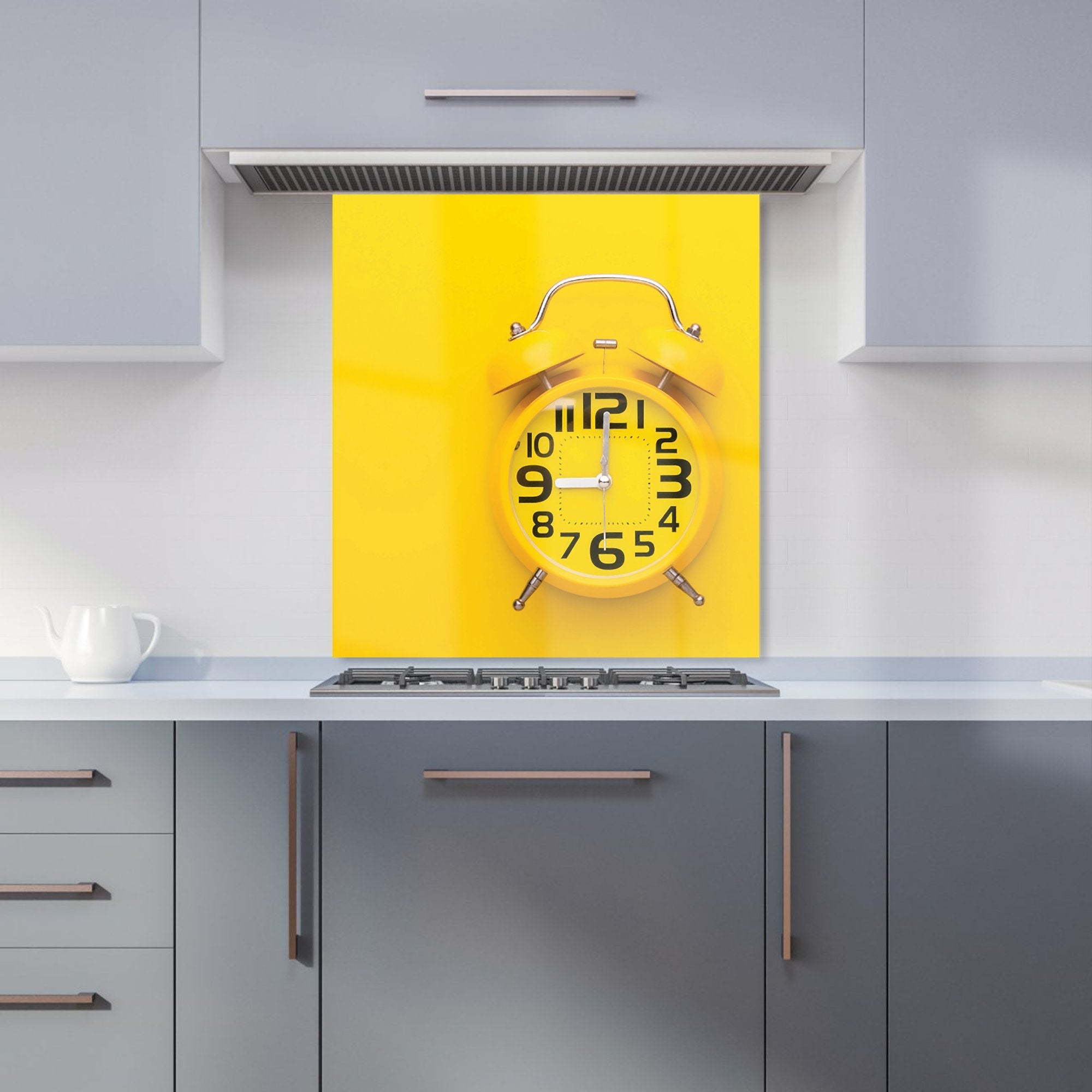Yellow Alarm Clock Kitchen Splashback