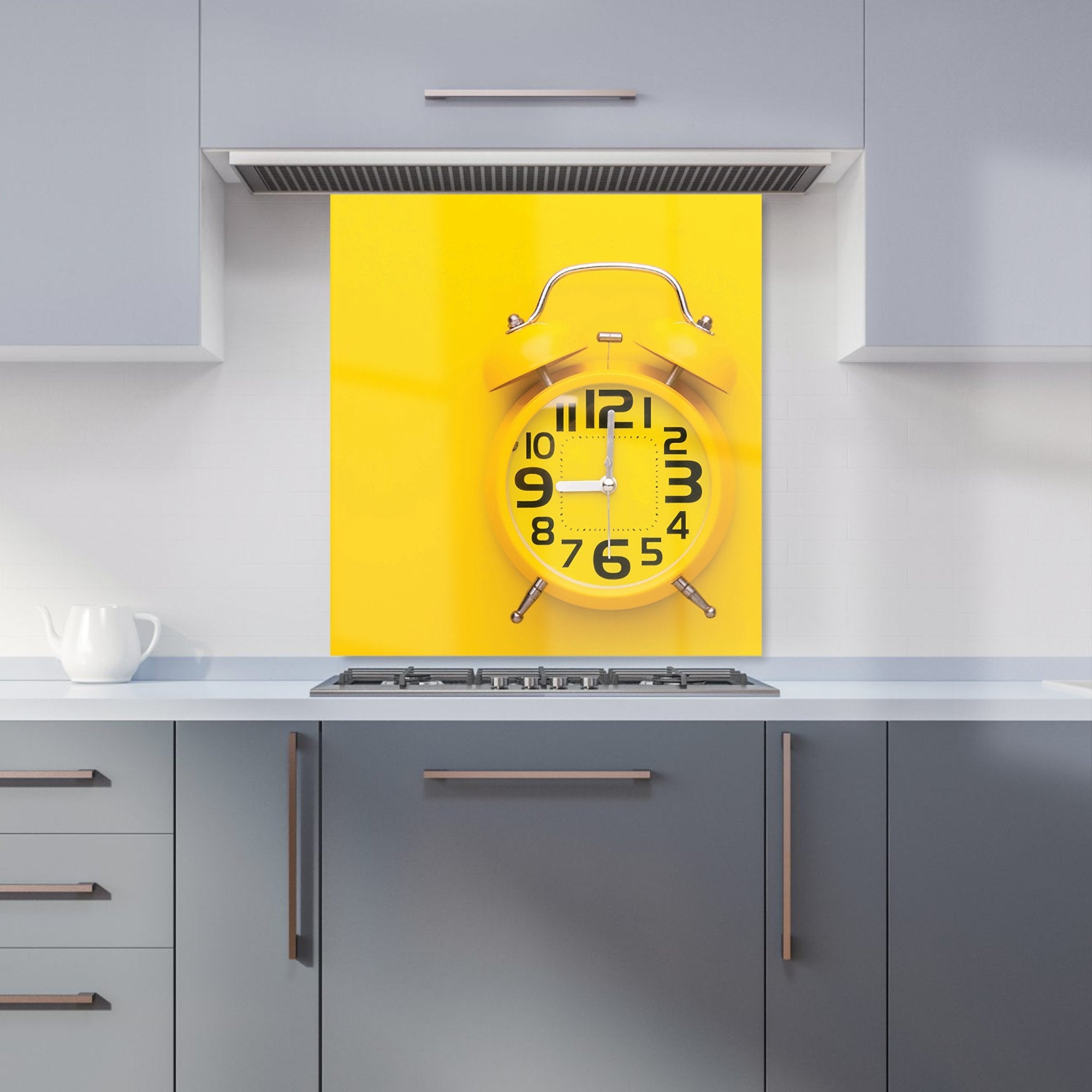 Yellow Alarm Clock Kitchen Splashback