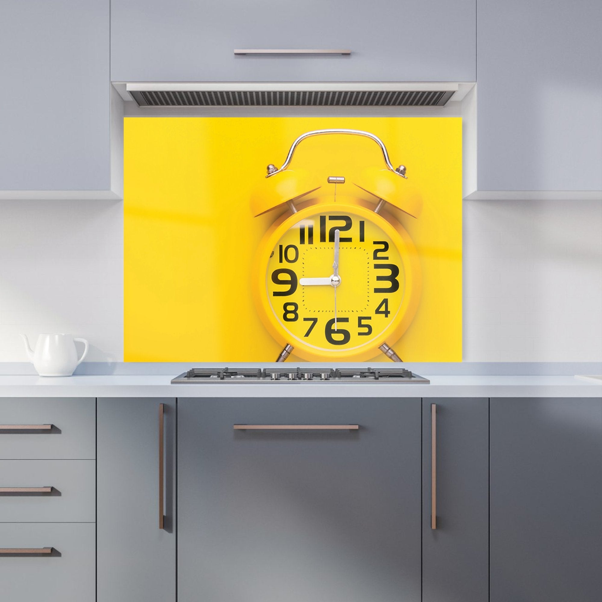 Yellow Alarm Clock Kitchen Splashback