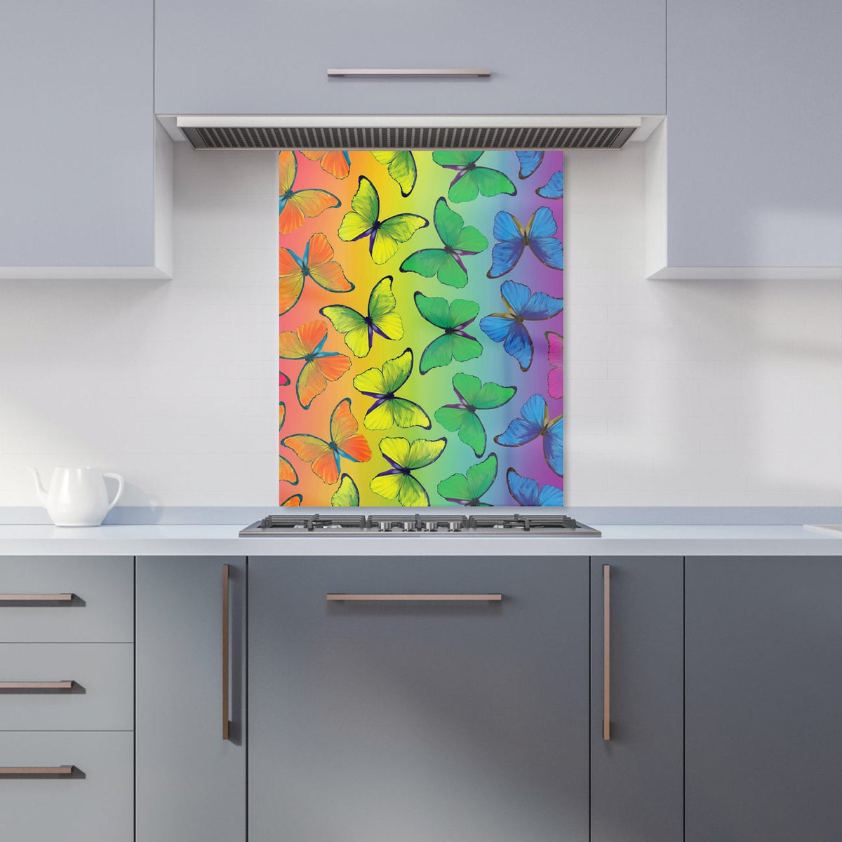 Multicoloured Butterfly Pattern Kitchen Splashback