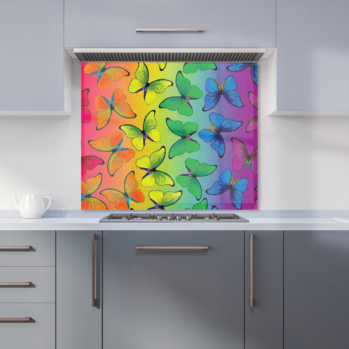 Multicoloured Butterfly Pattern Kitchen Splashback