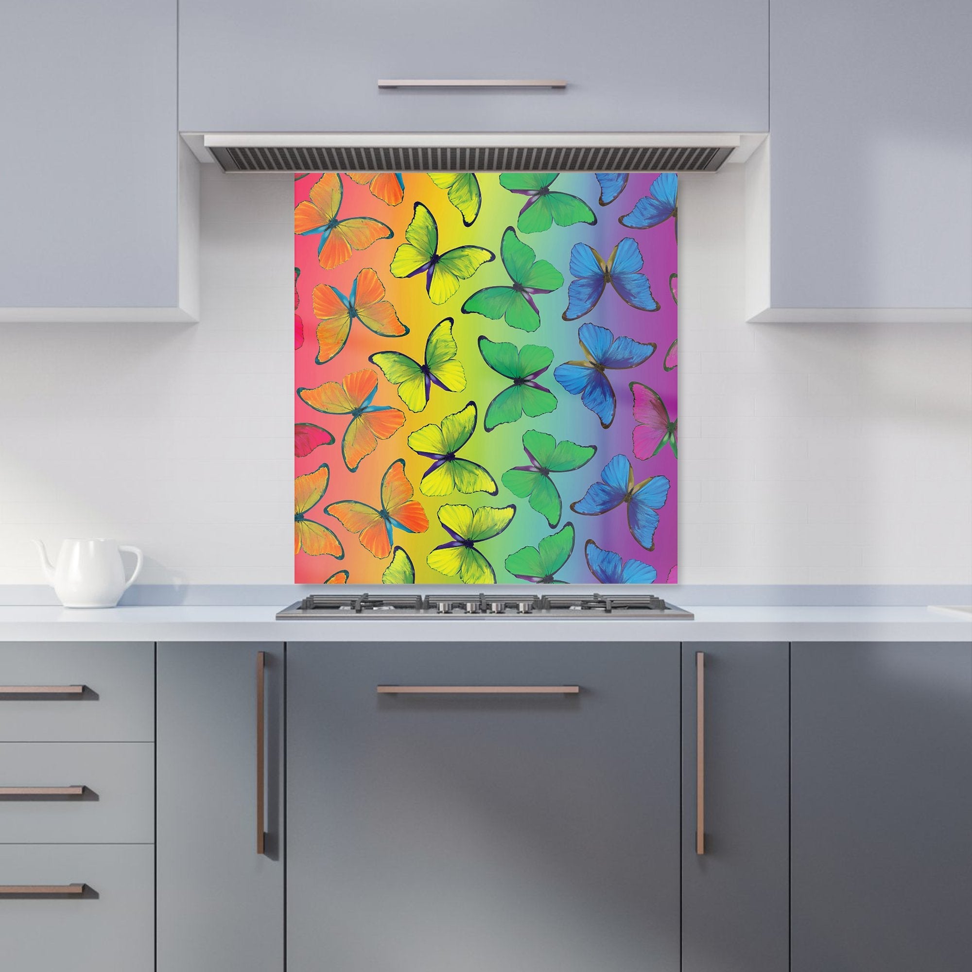 Multicoloured Butterfly Pattern Kitchen Splashback