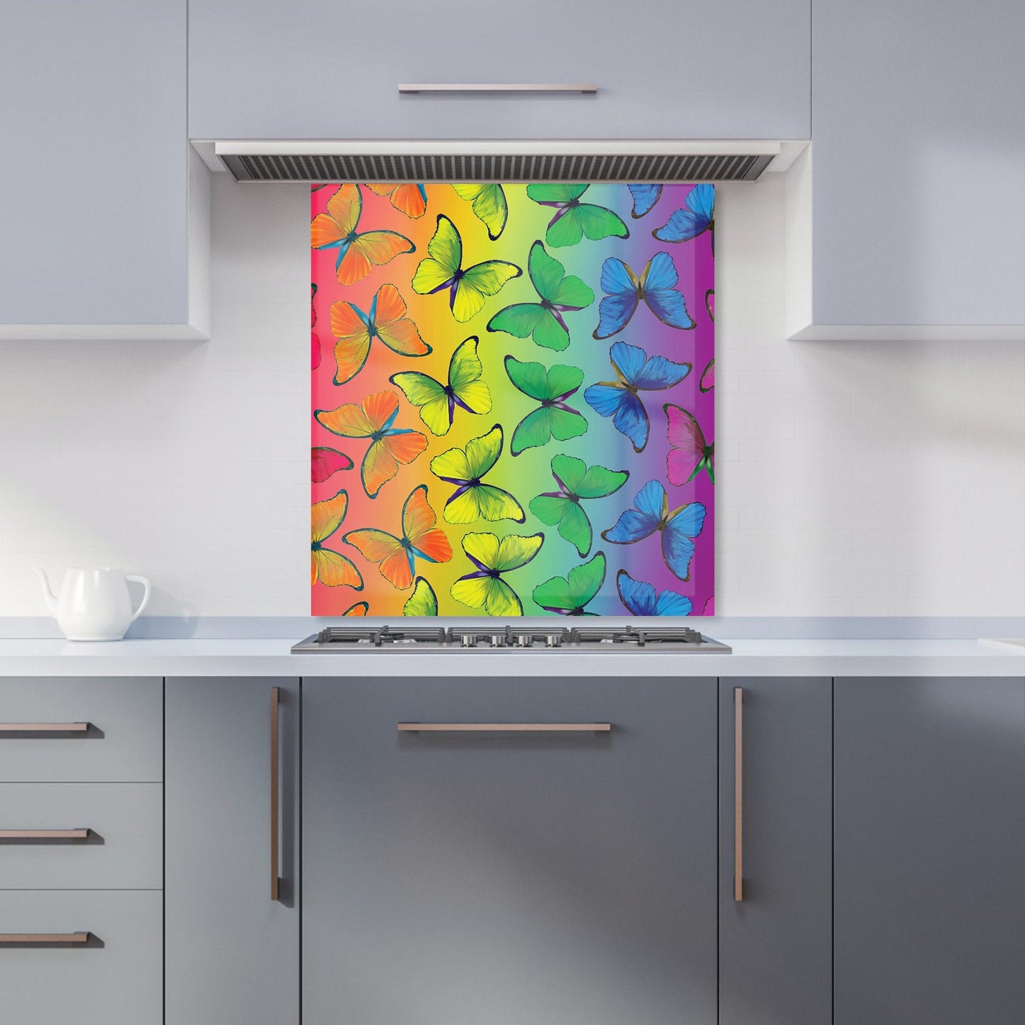 Multicoloured Butterfly Pattern Kitchen Splashback