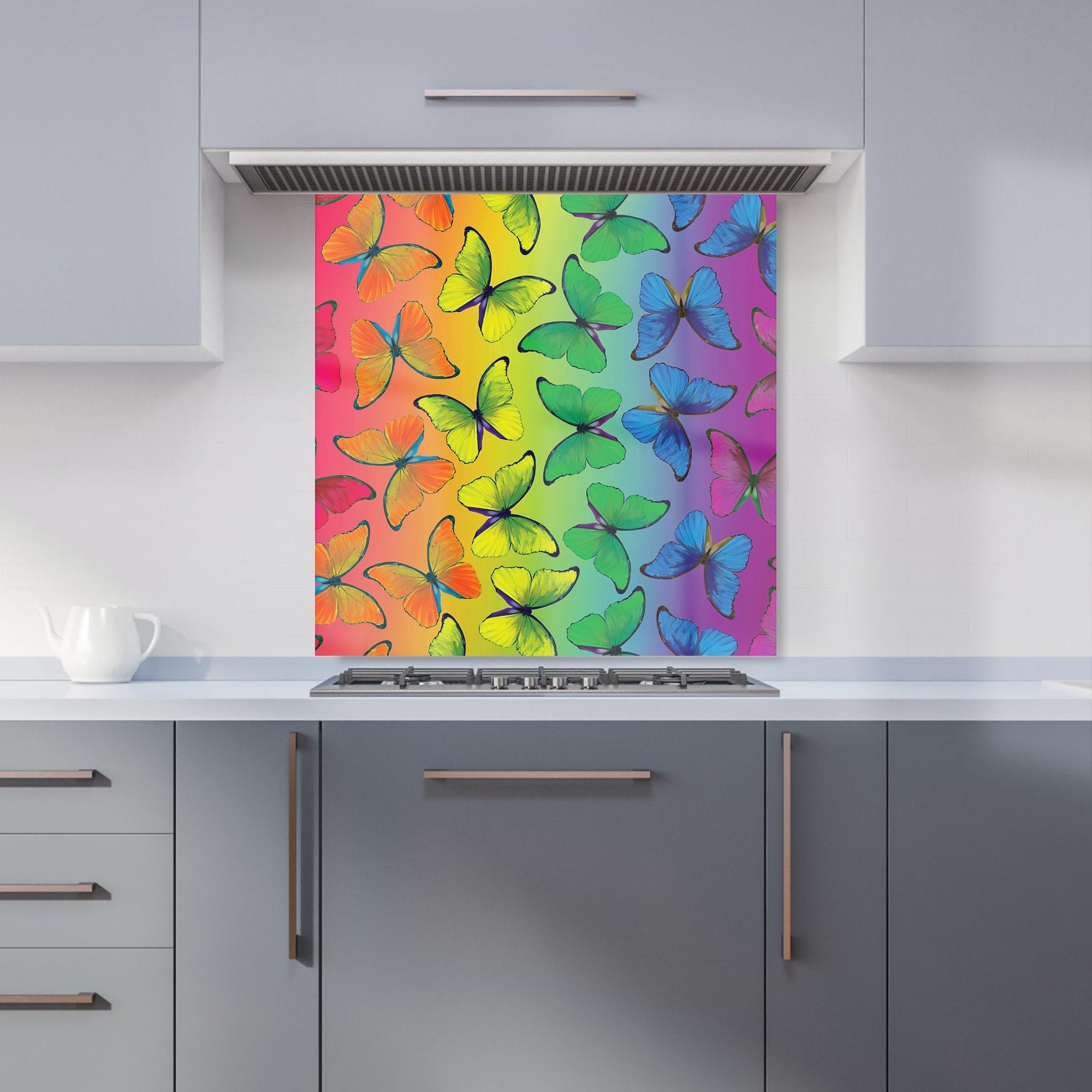 Multicoloured Butterfly Pattern Kitchen Splashback