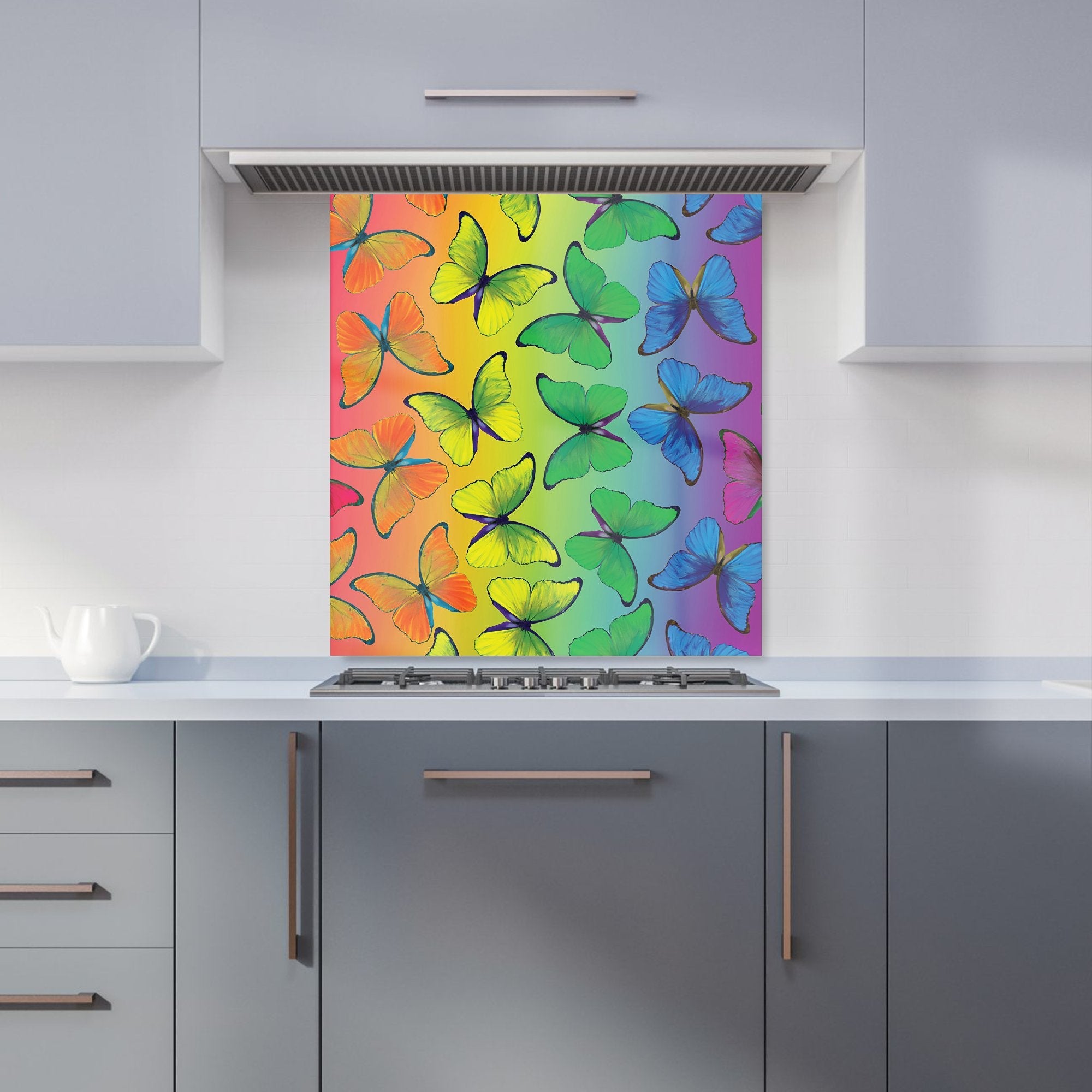 Multicoloured Butterfly Pattern Kitchen Splashback