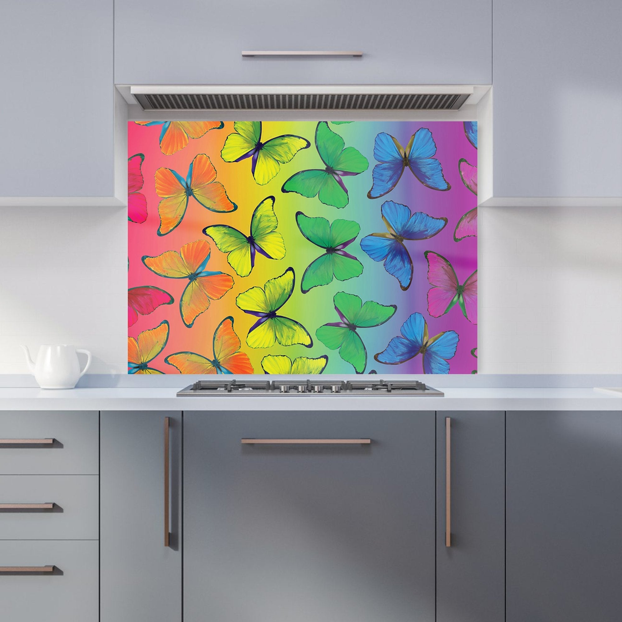 Multicoloured Butterfly Pattern Kitchen Splashback