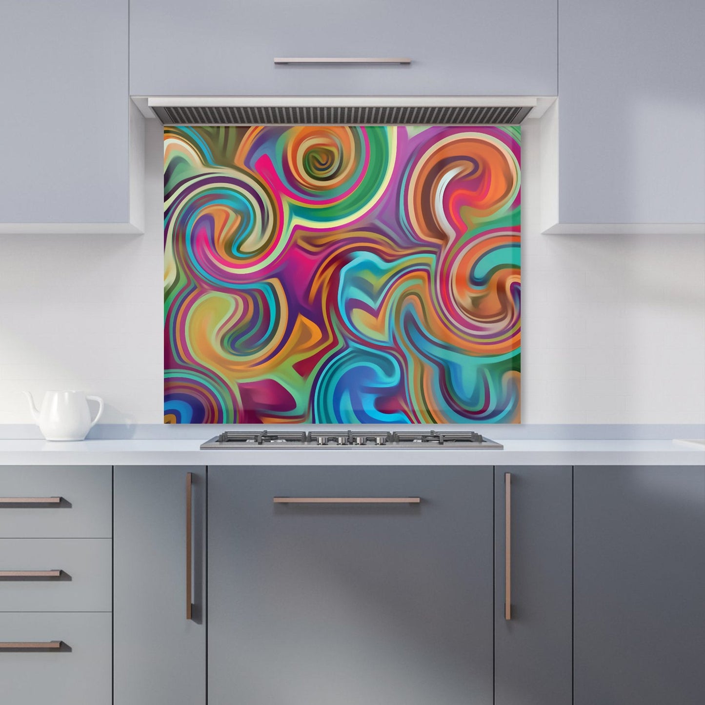 Colourful Wave Pattern Kitchen Splashback