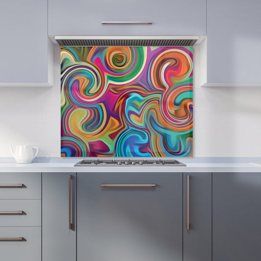 Colourful Wave Pattern Kitchen Splashback