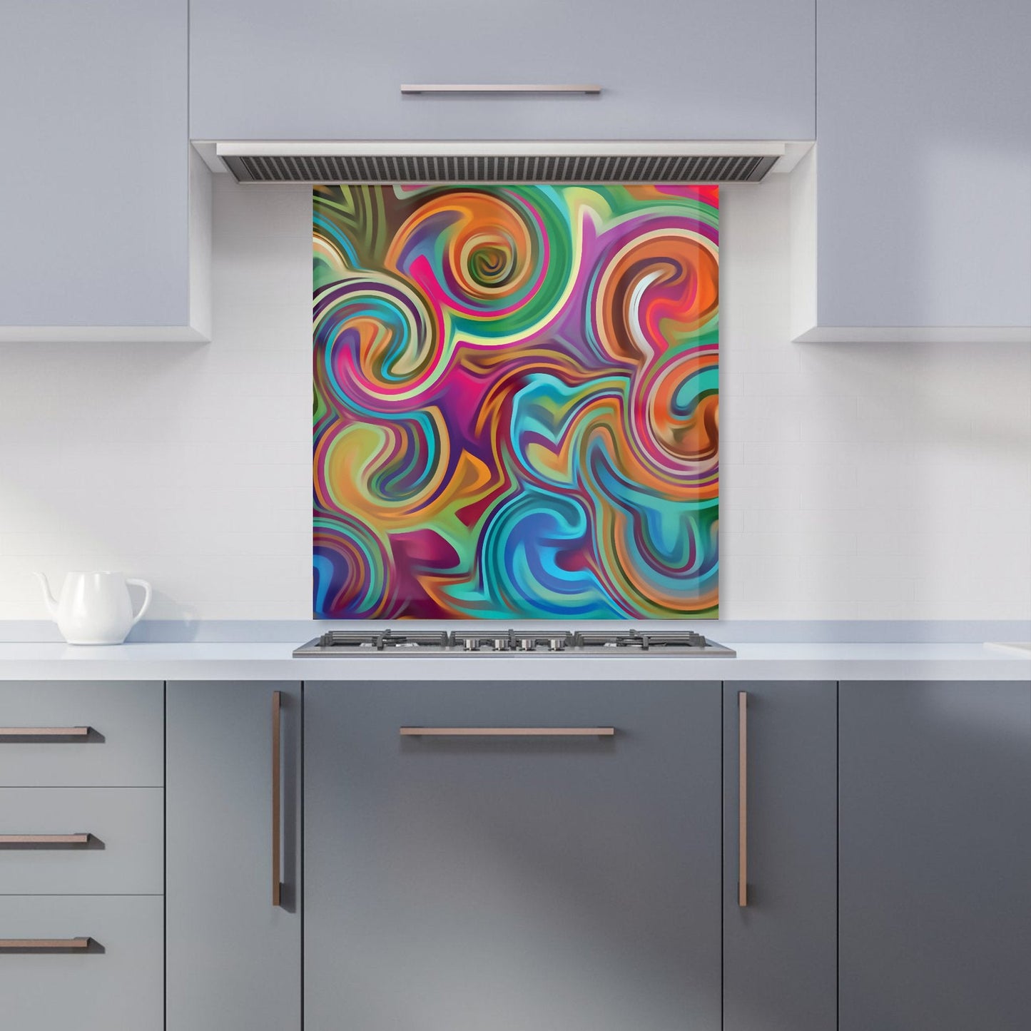 Colourful Wave Pattern Kitchen Splashback