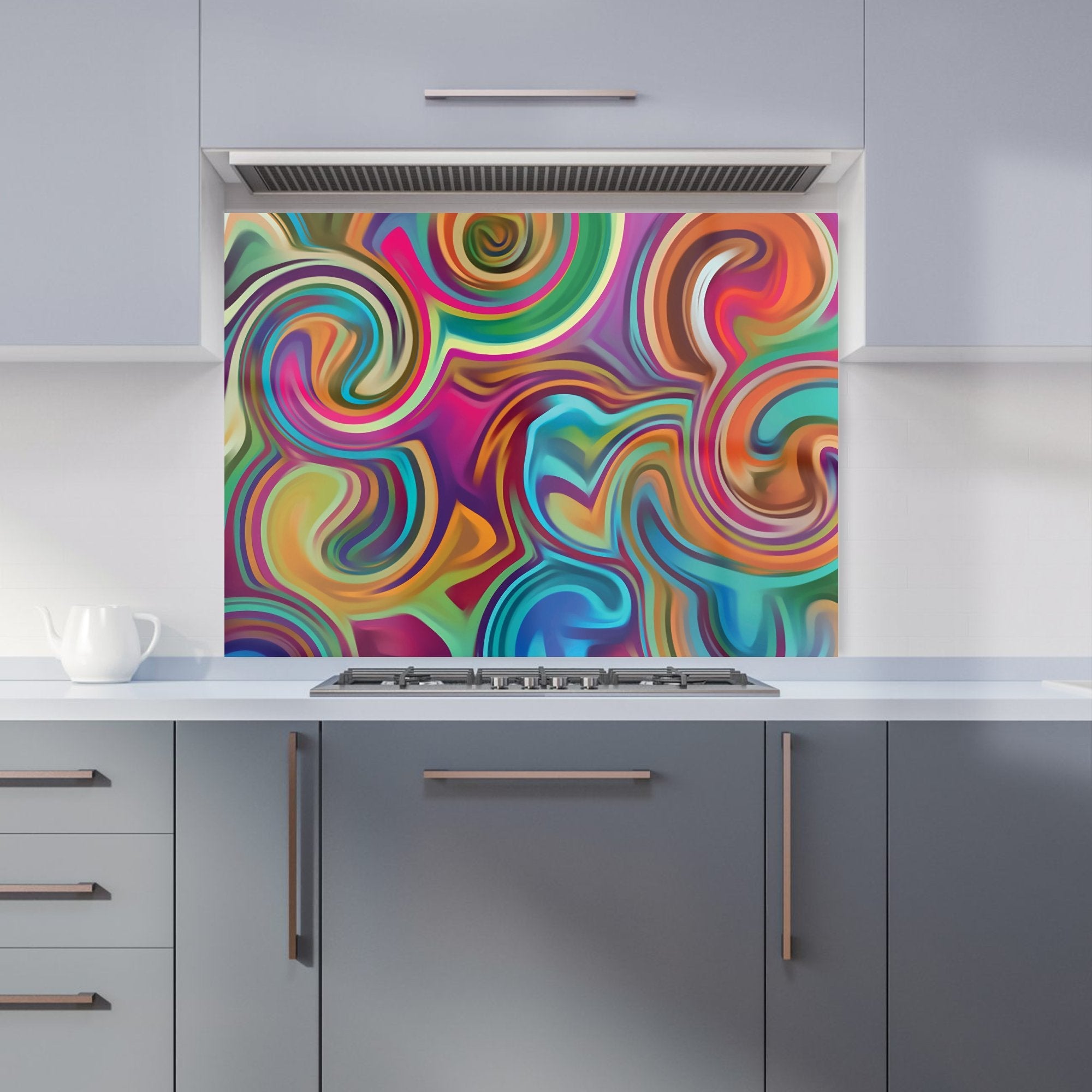 Colourful Wave Pattern Kitchen Splashback