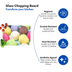 Ice Cream Scoops Glass Chopping Board